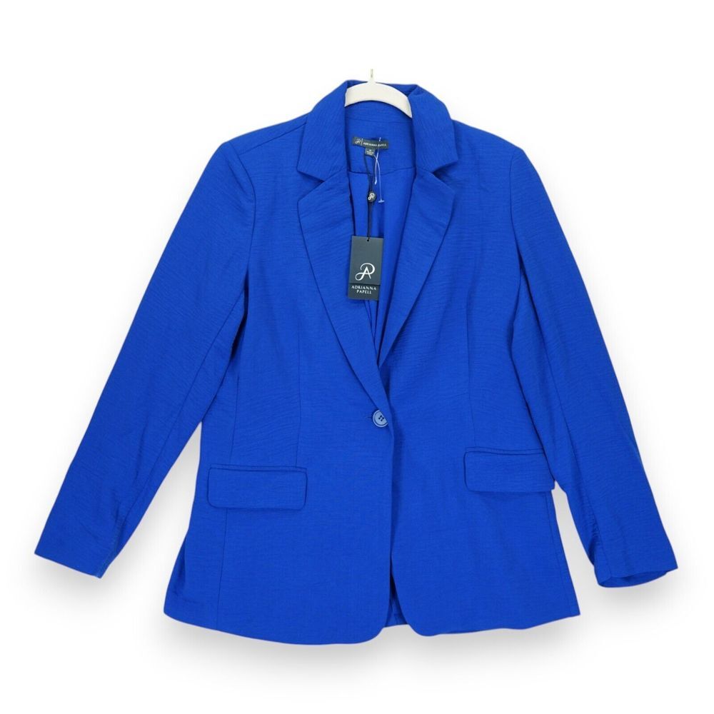 NWT Adrianna Papell Rich Royal Blue Blazer Solid Airflow Lined Size M MSRP $129